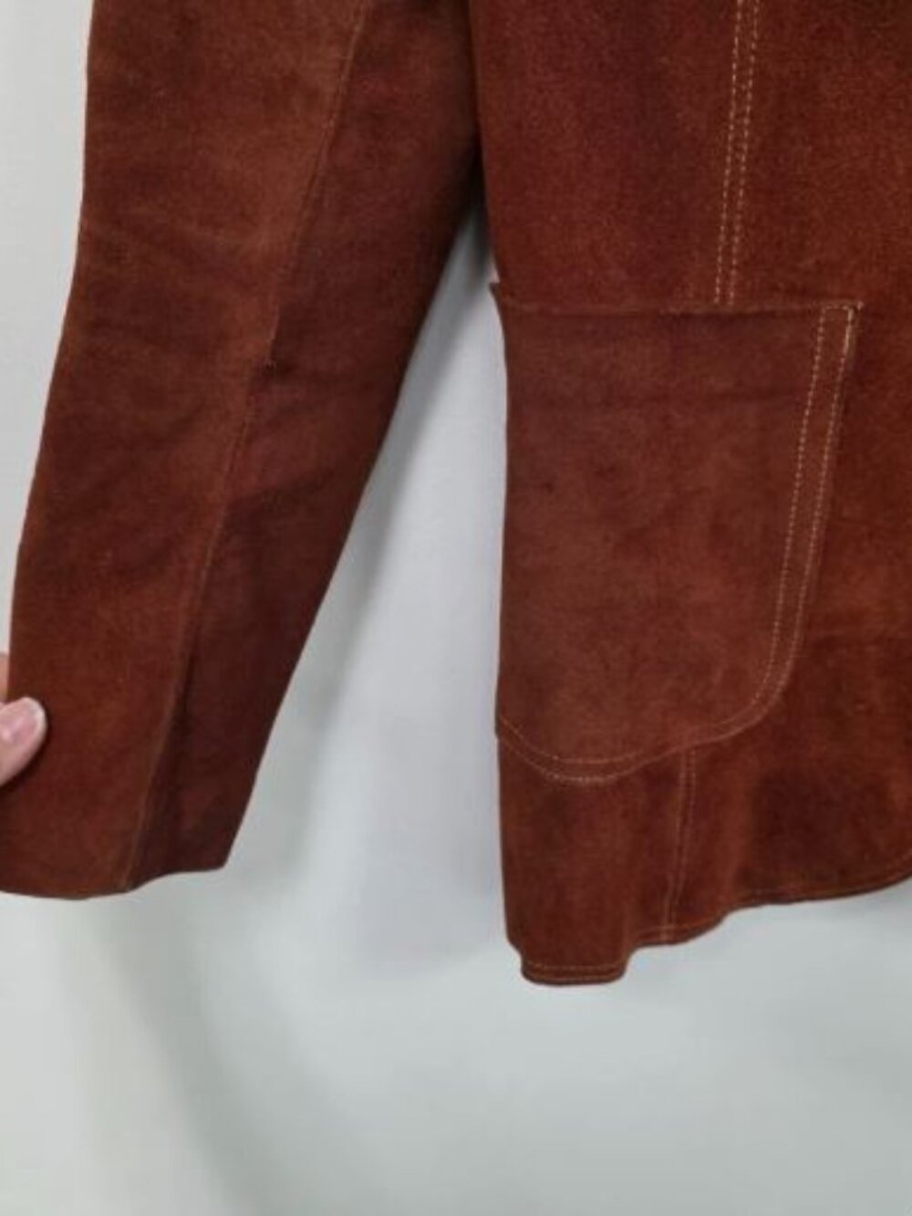 Vintage Leather Suede Jacket Margaret Godfrey Bagatelle XS Rust 70s Union Boho - Picture 4 of 8